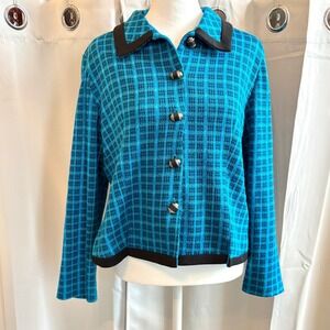 Vtg Pablo Collection Jacket Blazer Plaid Button Preppy Y2K USA Old Money 20007